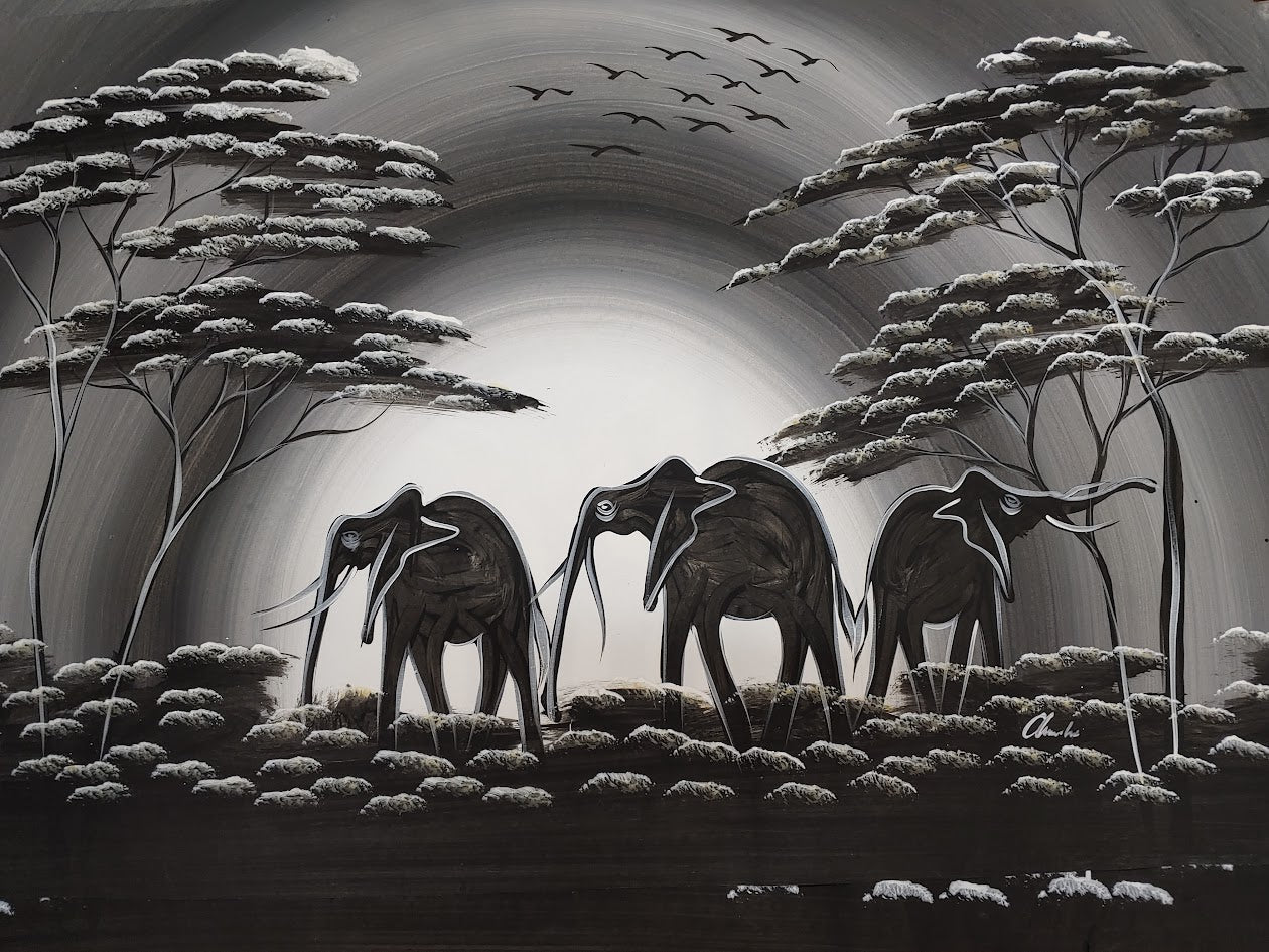 African Art - Elephants   E0101