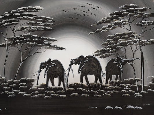 African Art - Elephants   E0101