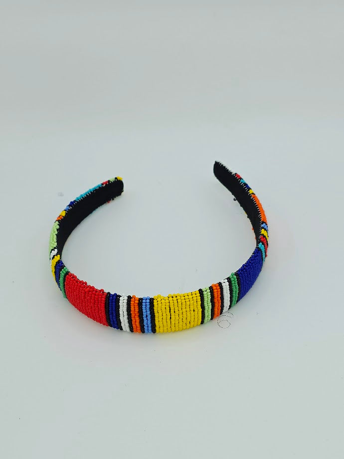 Large Beaded Alice Band African Colors