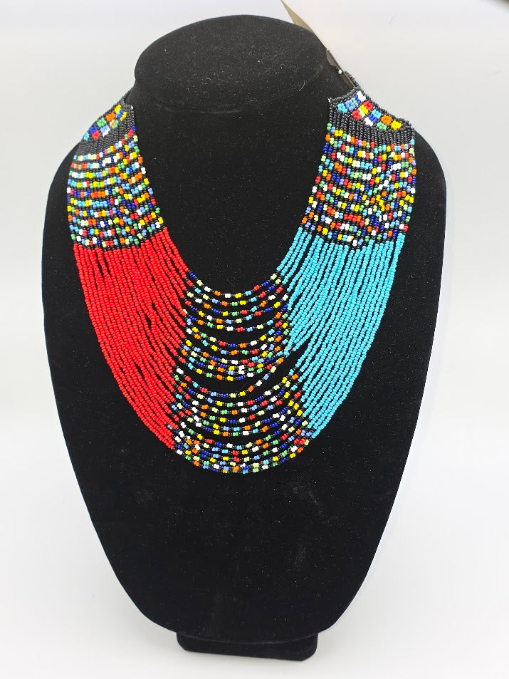 African Beaded Necklace Sibaya.African Colors