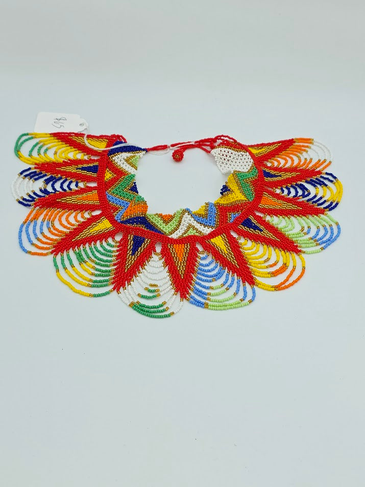 Zulu Spear Fringe Necklace - African colors.