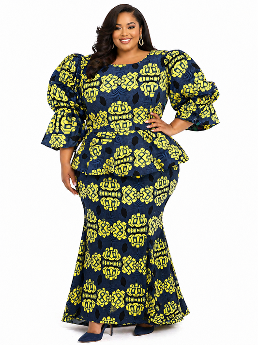 One of a Kind Handmade Fitted Ankara Dress with Lining Size 4XL for Special Occasion