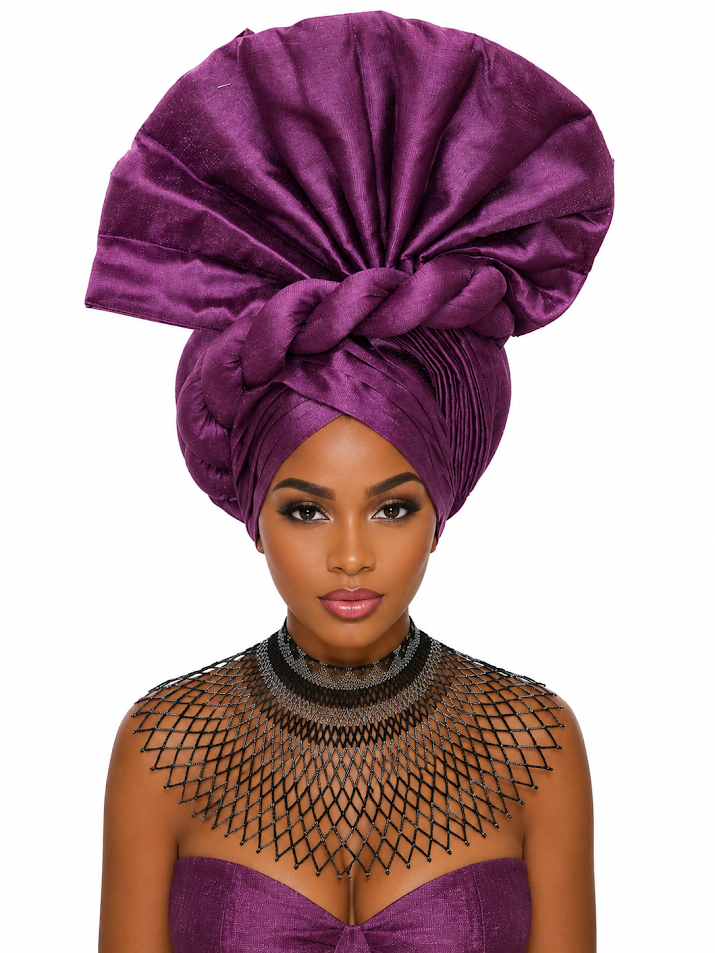 Elegant Free Size Headgear Designed and Handmade by Silvia Kinjui Oisso - Dar-Es-Salaam, Tanzania