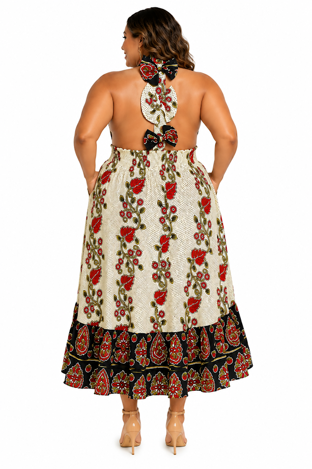 Tanzania Khanga Summer Sun Dress- Free Size Designed and Hadmade by Silvia Kinjui Oisso
