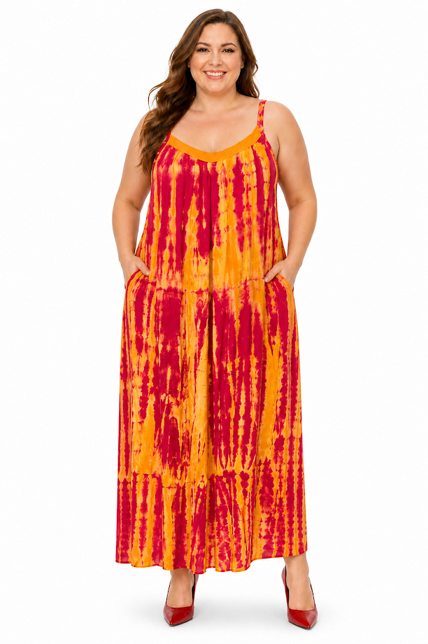 Tanzania One-of-a Kind One Size Organic Handmade Soft Viscose Batik & Tailor-Made Summer Dress