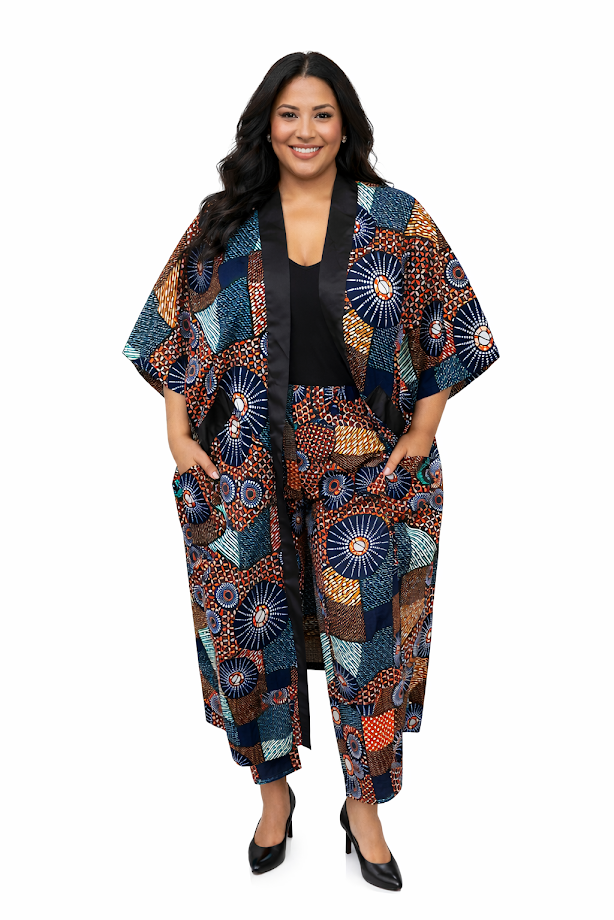 One of a Kind Handmade Ankara Capri Pants & Kimono Size 10-12