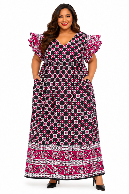 Tanzania Khanga Summer Dress With Pockets- Free Size Designed and Hadmade by Silvia Kinjui Oisso