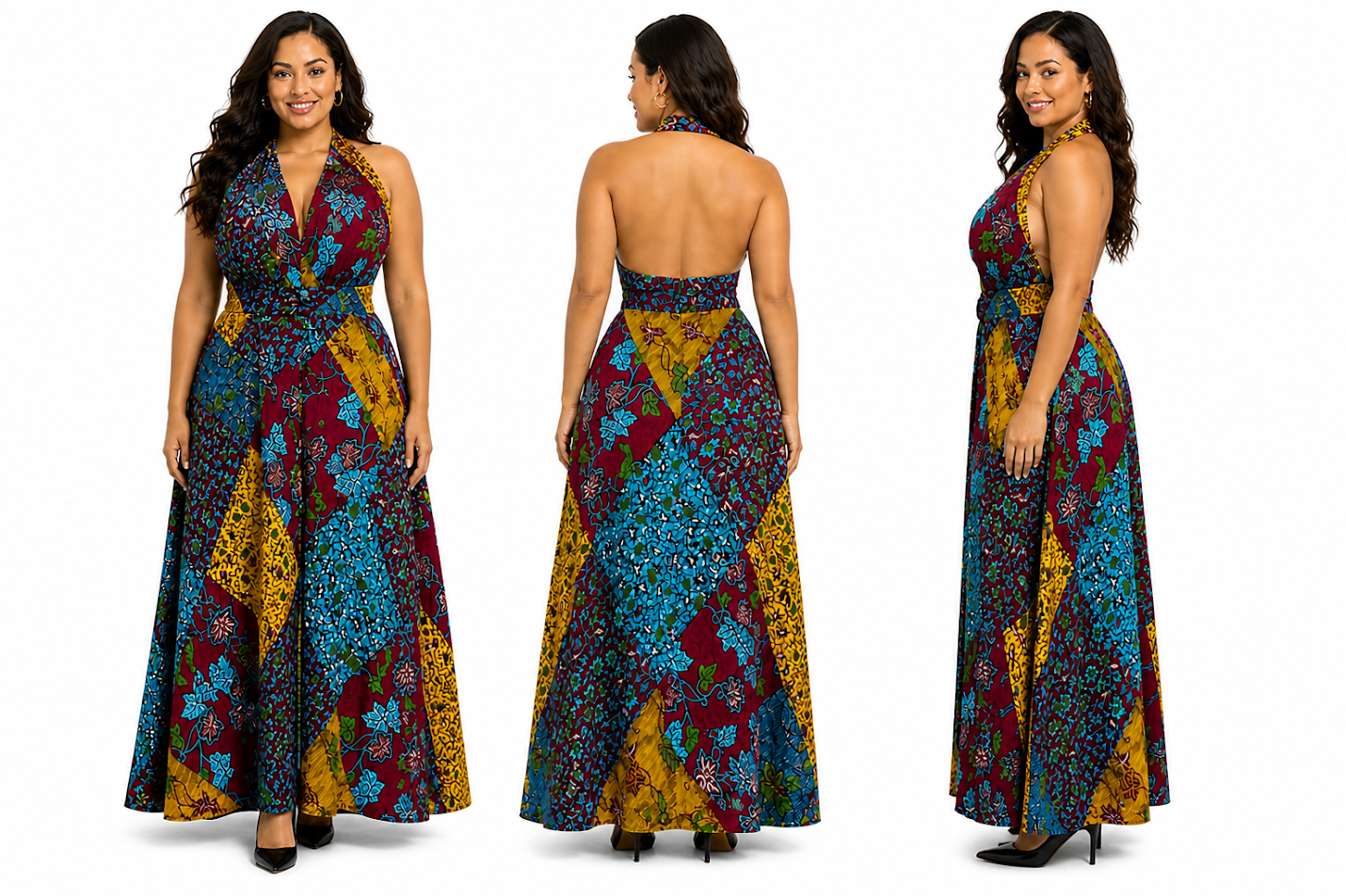 Handmade Summer Dress - Halter Neck Made is Tanzania and Carries Warm Memories of the Independence Years in Africa Late 50s to Early 60s. Size M &L