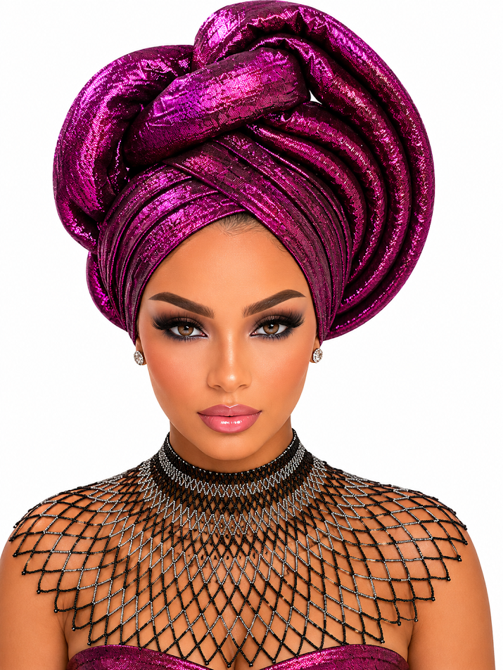 Elegant Free Size Headgear Designed and Handmade by Silvia Kinjui Oisso - Dar-Es-Salaam, Tanzania