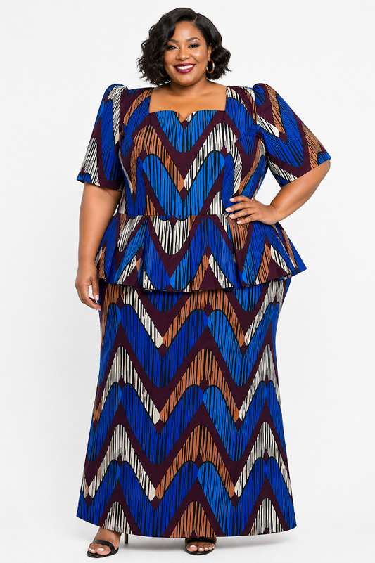 One of a Kind Handmade Fitted Ankara Dress with Lining Size 4XL for Special Occasion