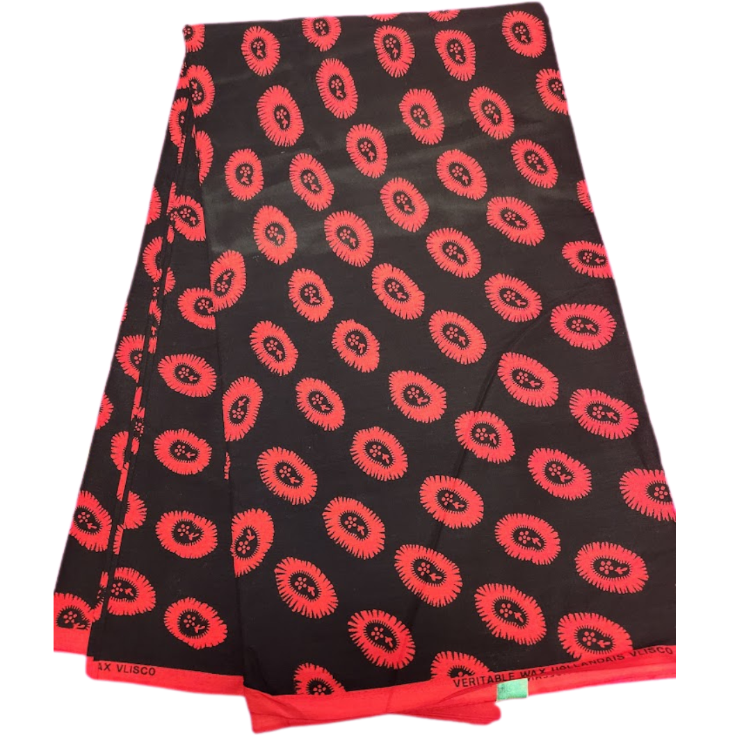 African_Wax_Print_Kitenge_Ankara_Black_Red_Pattern