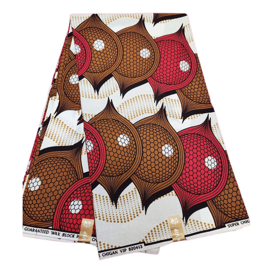 African_Wax_Print_Kitenge_Ankara_Brown_Red_White