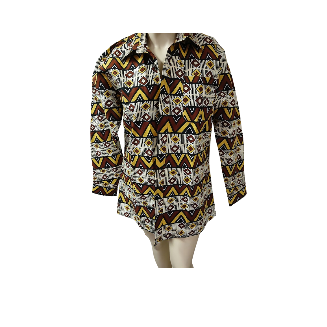 Kitenge Shirt with Collar - L, XL