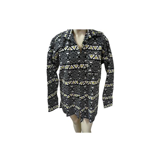 Kitenge/Ankara Long Sleeve Shirt with Collar - L, XL