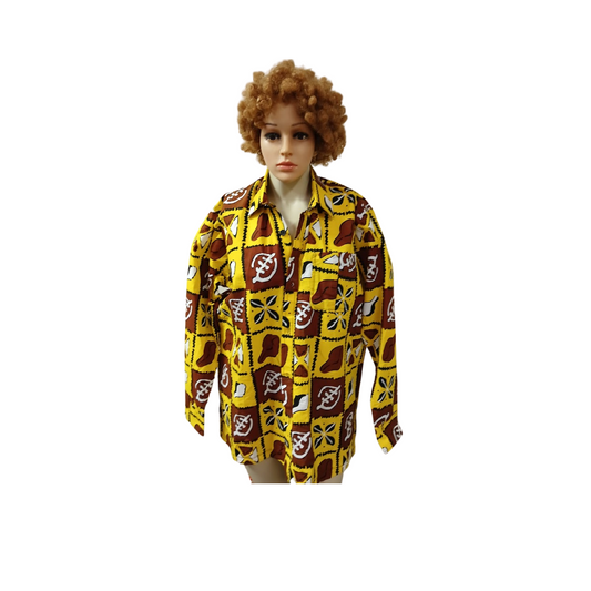 Kitenge/Ankara Long Sleeve Shirts with Collar