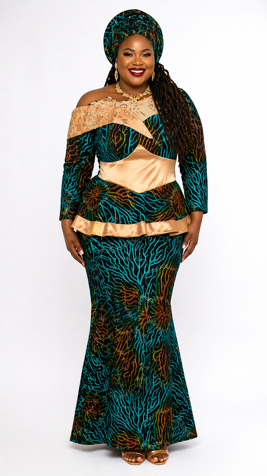 One of a Kind Handmade Fitted Ankara Dress with Lining Size 2XL for Special Occasion