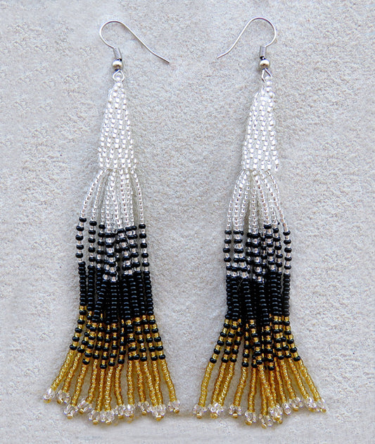 African Beaded Earrings Lukimbi Gold Silver Black