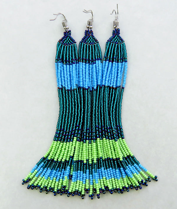 Lime Nebula Aqua Jade African Beaded Earrings Sahara