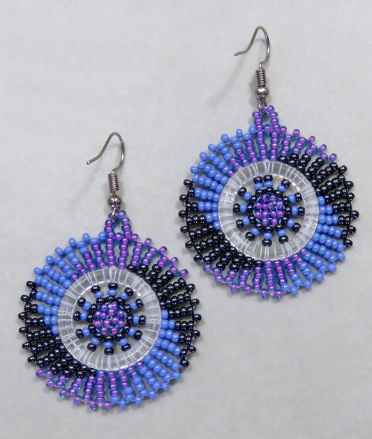 Circle Earrings Lilac Blue Metallic