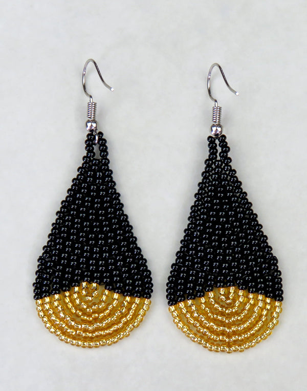 African Beaded Earrings Simbithi Black Gold