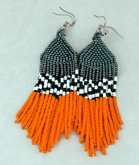 African Beaded Earrings Londolozi Orange