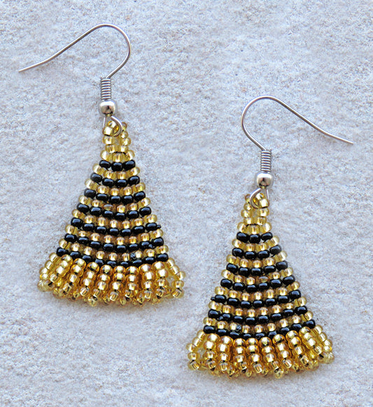 African Beaded Earrings Zulu Triangle.
