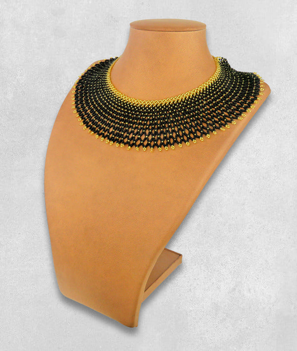 African Beaded Necklace Ntombi Black Gold