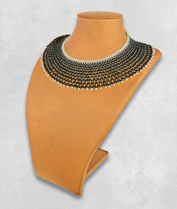 African Beaded Necklace Ntombi Black Silver