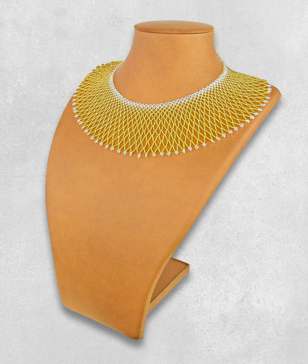 African Beaded Necklace Ntombi Gold Silver