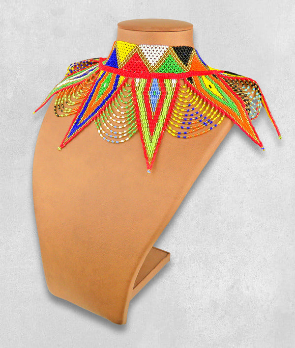 Beaded Necklace Zulu Spear Choker African Colors