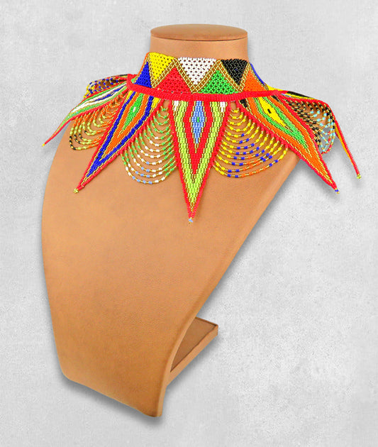 Beaded Necklace Zulu Spear Choker African Colors