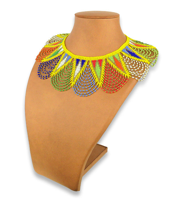 Zulu Spear Fringe Necklace African Colors