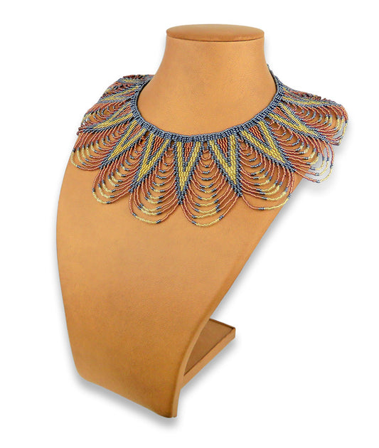 Zulu Spear Fringe Copper Metallic Grey White-Gold