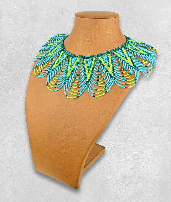 Zulu Spear Fringe Lime Nebula Aqua Jade