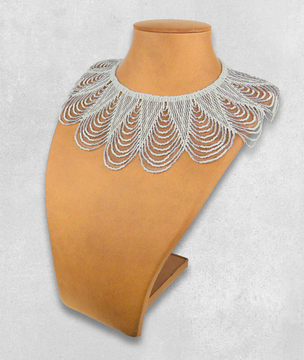 Zulu Spear Fringe White Silver