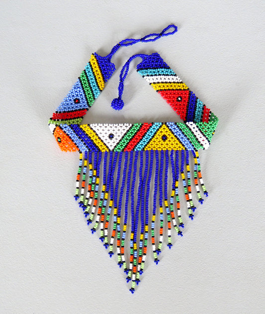 African Beaded Necklace Choker Tassel.