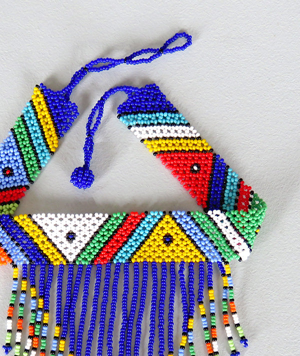 African Beaded Necklace Choker Tassel.