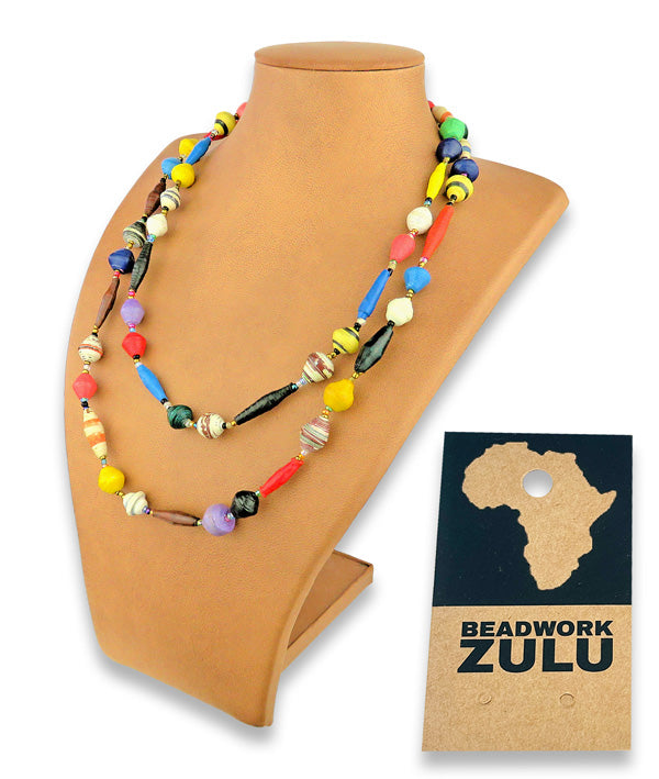 African Paper Bead Necklace