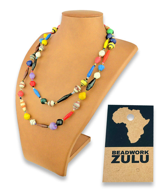 African Paper Bead Necklace