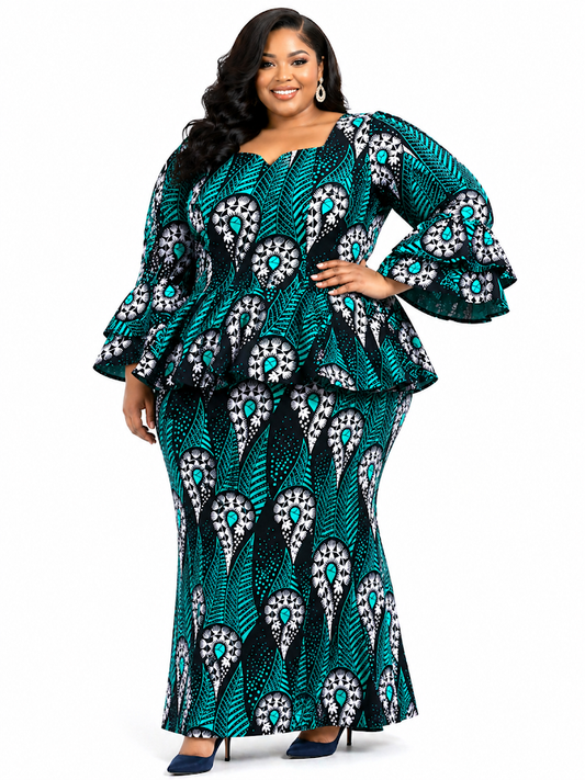 One of a Kind Handmade Fitted Ankara Dress with Lining Size 4XL for Special Occasion