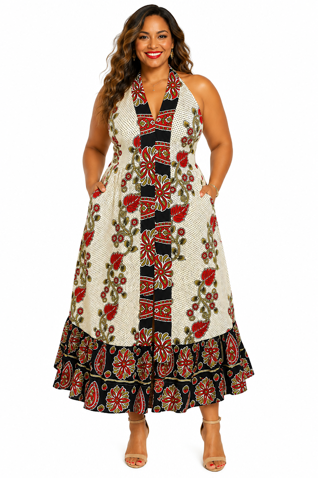 Tanzania Khanga Summer Sun Dress- Free Size Designed and Hadmade by Silvia Kinjui Oisso