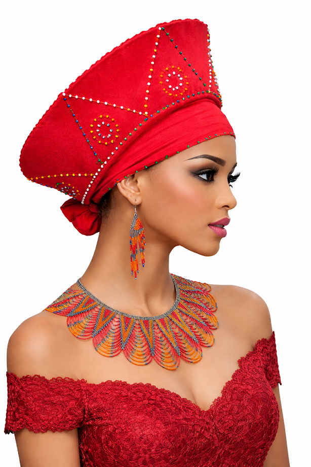 Zulu Hat - Red & Multicolor Beads
