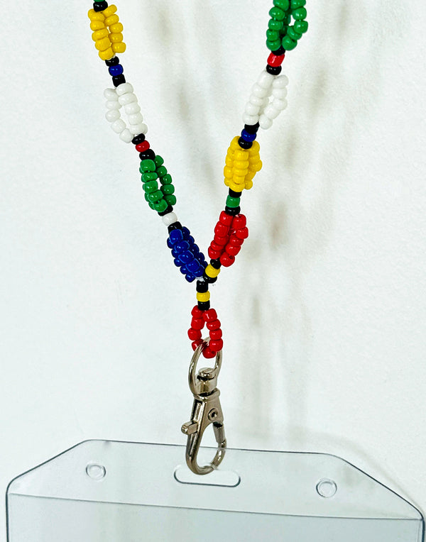 Beaded SA Flag Rainbow Lanyards