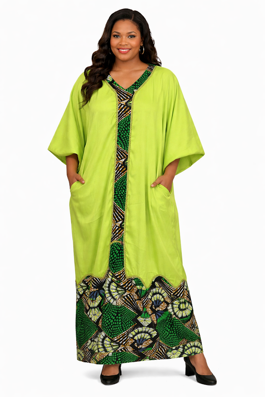 Handmade Dressy Free Size Long Dress with Pockets- Free Size L-3XL