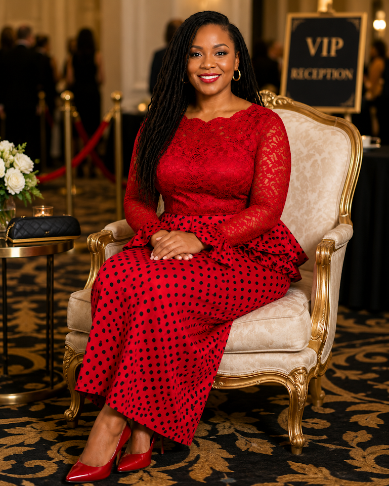 Elegant Bright Red Colors Long Dress Short Sleeved & Long Sleve Handmade in Tanzania by Akida Ajuaye for Special Ocassion  - Size L