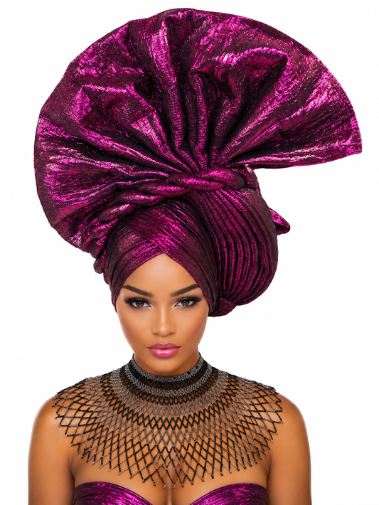 Elegant Free Size Headgear Designed and Handmade by Silvia Kinjui Oisso - Dar-Es-Salaam, Tanzania
