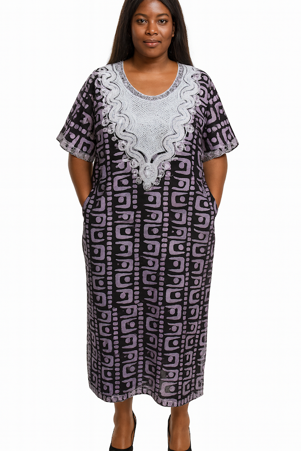 One-of-a Kind Organic Hand-Made Batik & Tailor-Made & Embroidered - Long Formal Attire