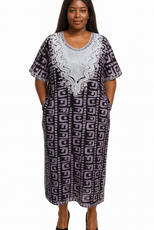 One-of-a Kind Organic Hand-Made Batik & Tailor-Made & Embroidered - Long Formal Attire