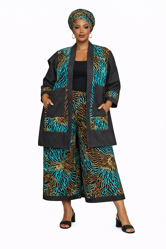 Handmade in Tanzania  Dressy Ankara Capri Set - Size XL - 3XL by Silvia Kinjui Oisso