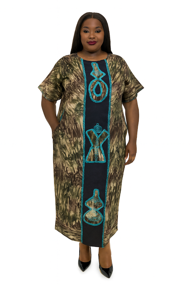 One-of-a Kind Organic Hand-Made Batik & Tailor-Made & Embroidered - Long Formal Attire